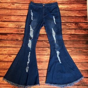 Flare leg high waisted jeans